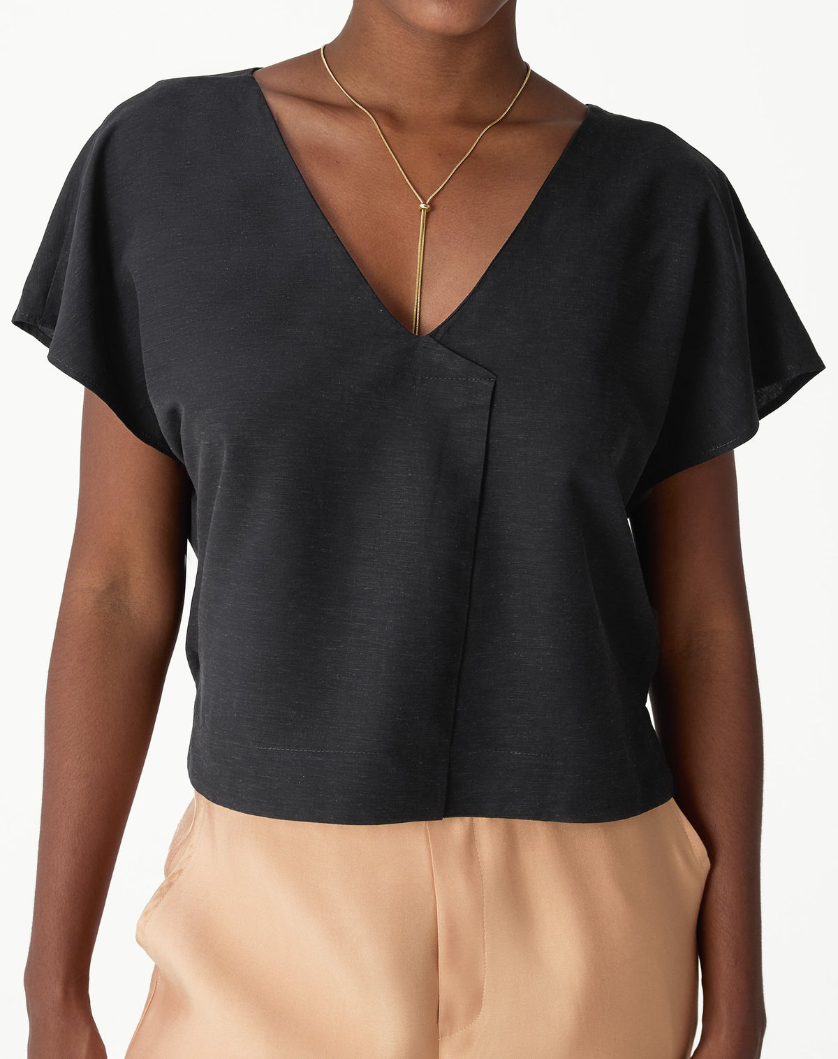 Blusa Manga Curta Decote V