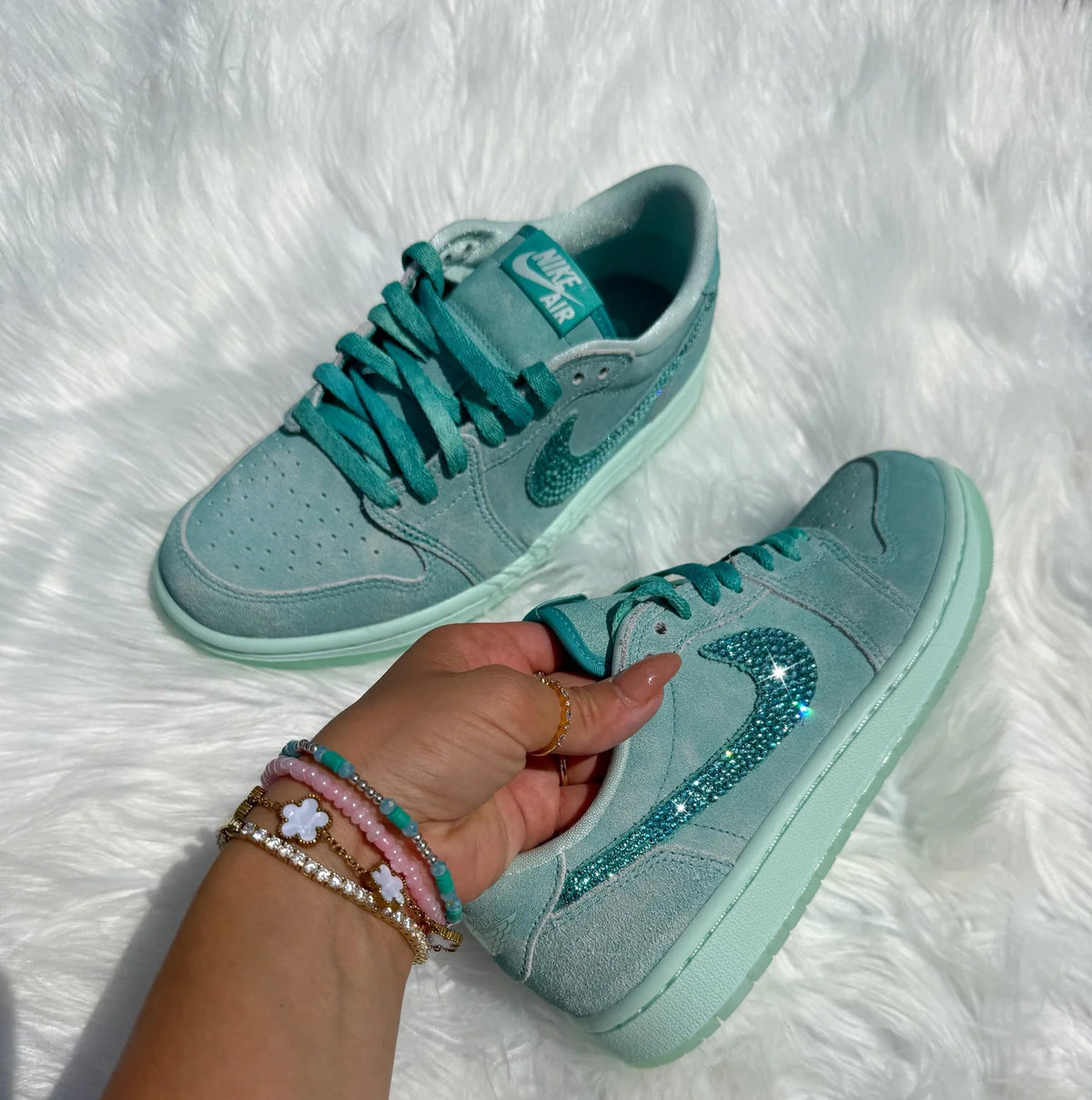 Tênis Verde Água Strass