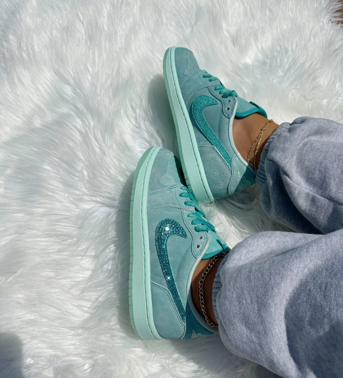 Tênis Verde Água Strass