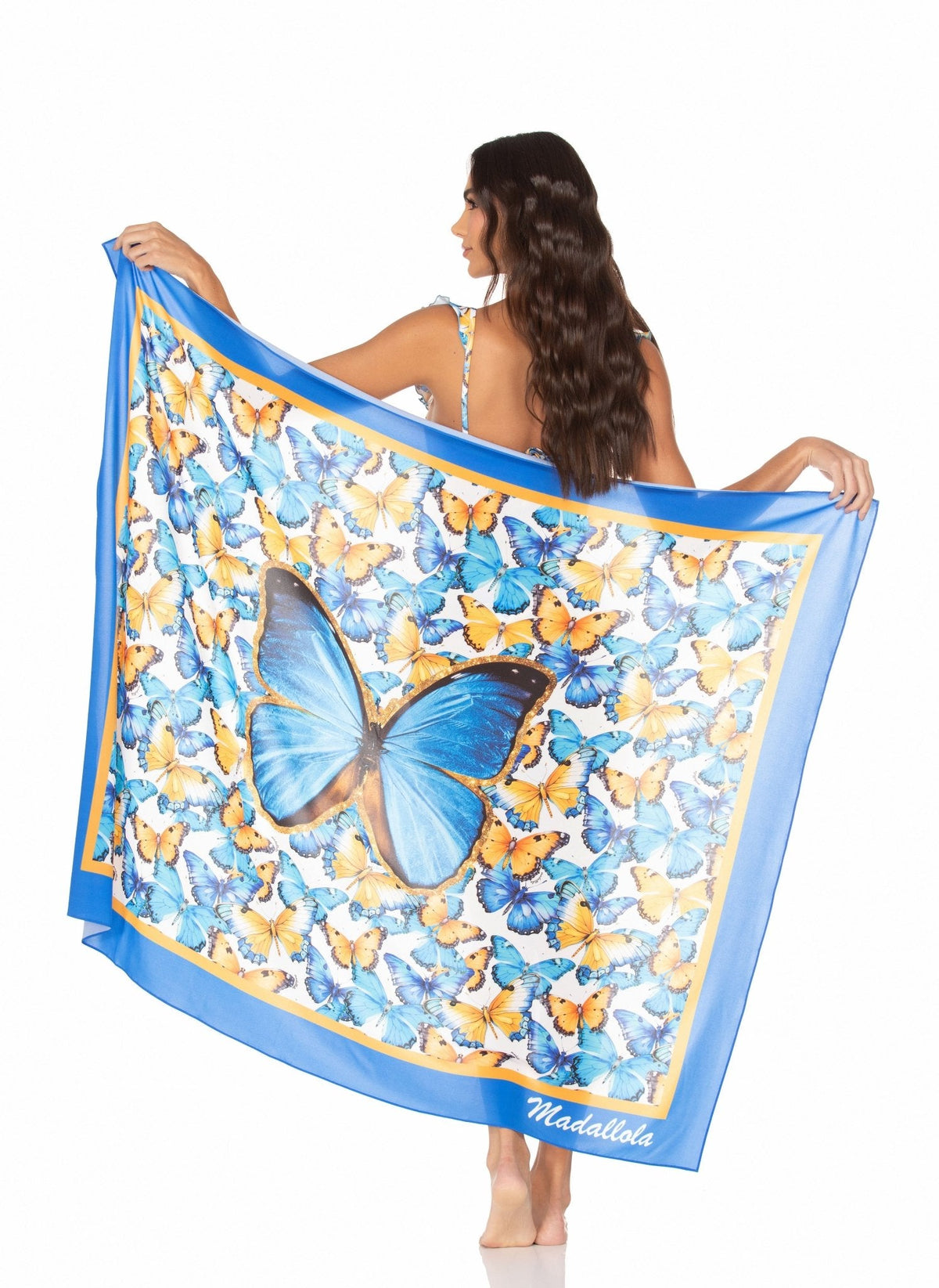 Canga Borboleta Azul e Amarelo