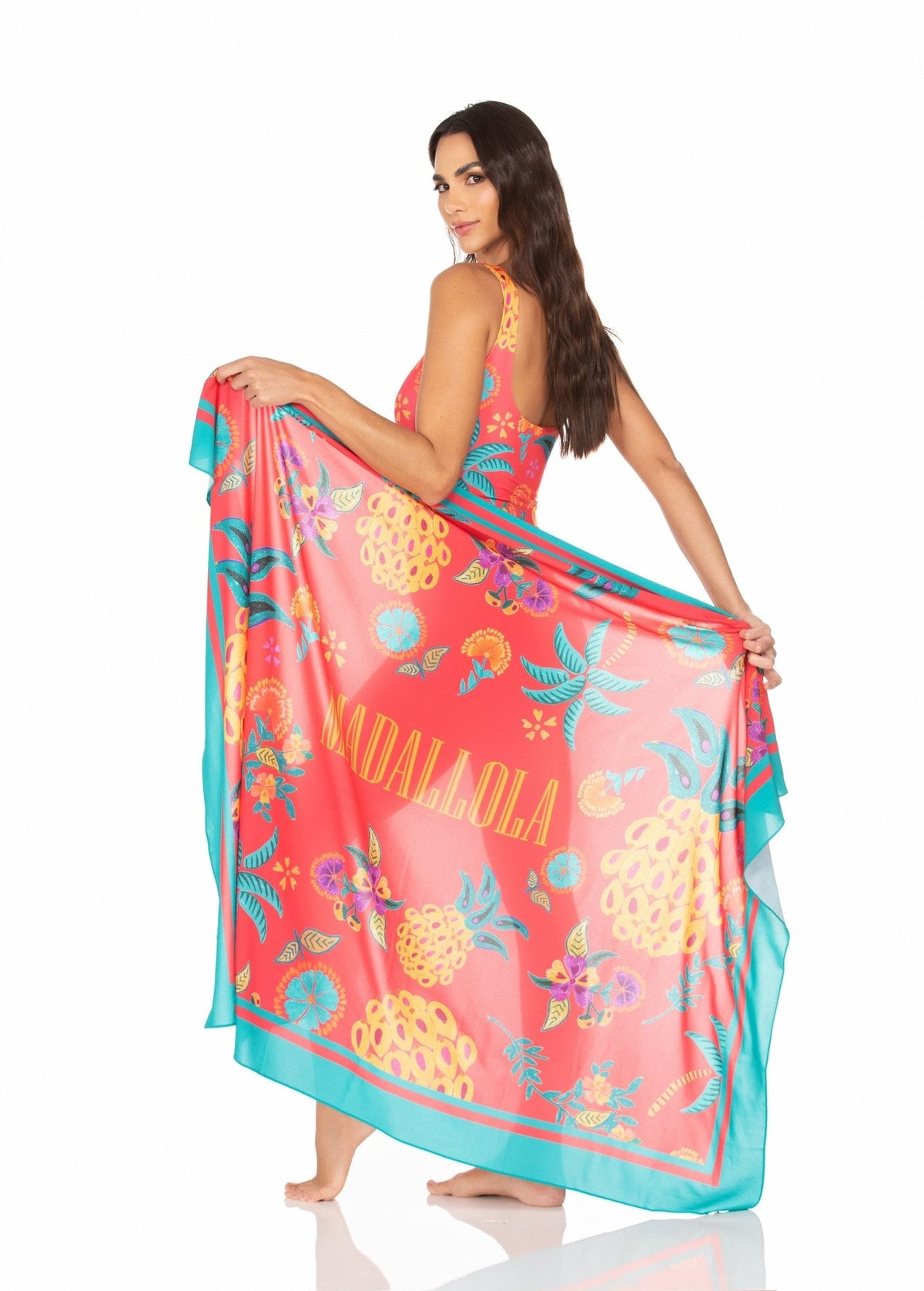 Canga Fundo Vermelho e Abacaxi