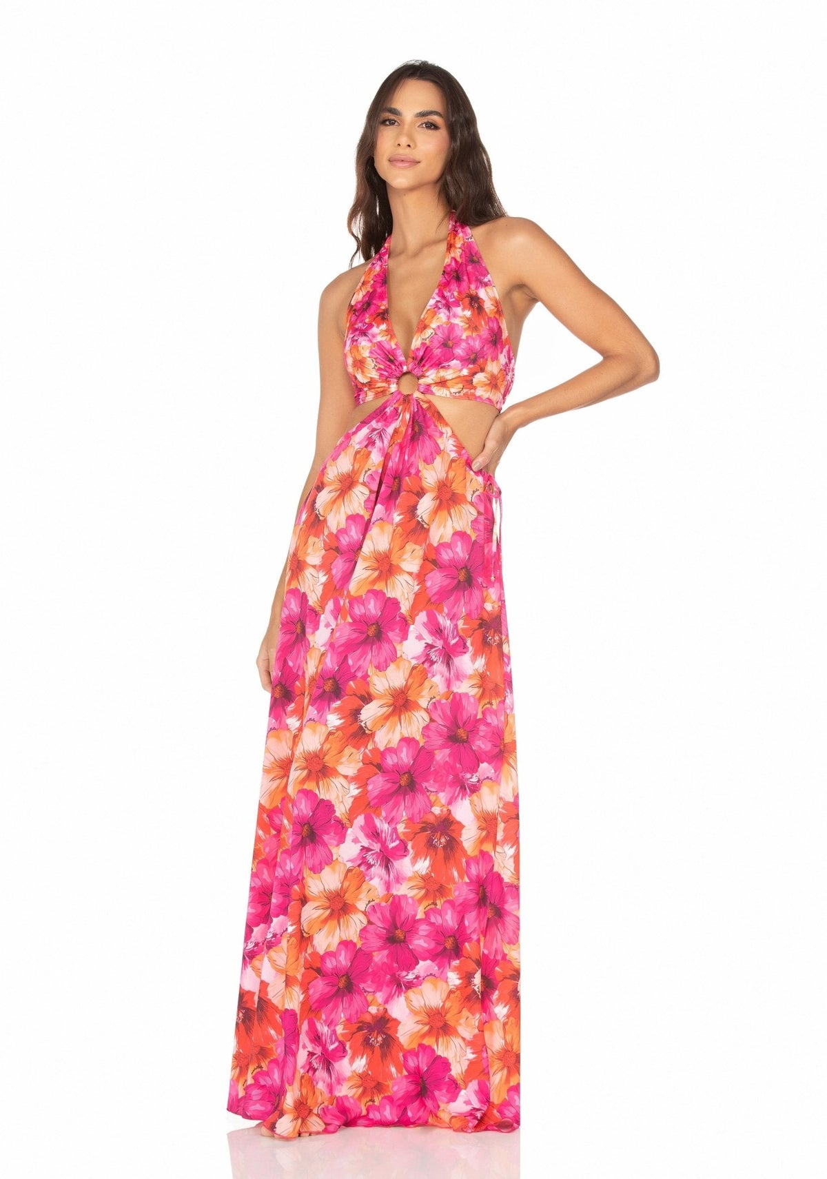 Vestido Longo Com Argola Flor