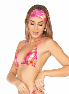 Biquíni Top Com Babadinhos E Calcinha de Amarrar – Flor