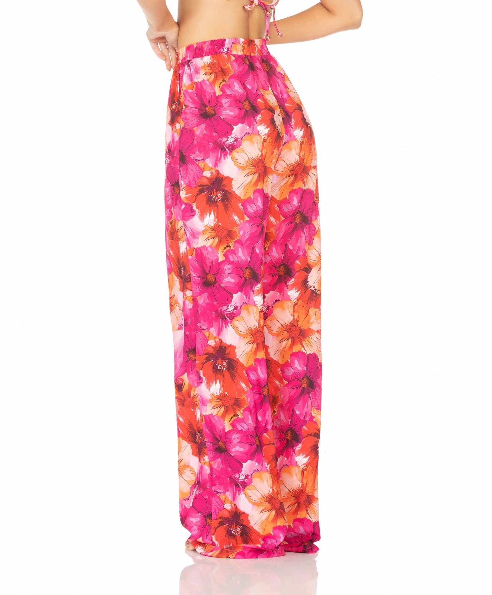 Calça Com Cós de Elástico Flor