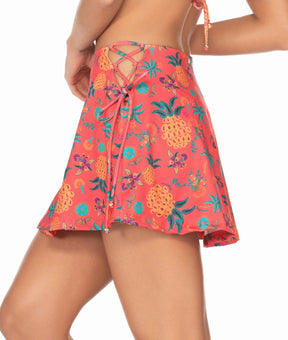 Sainha Rodada Fundo Vermelho e Abacaxi