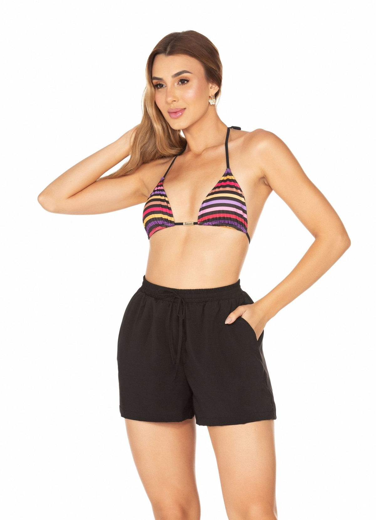 Shorts Com Cós de Elástico Preto