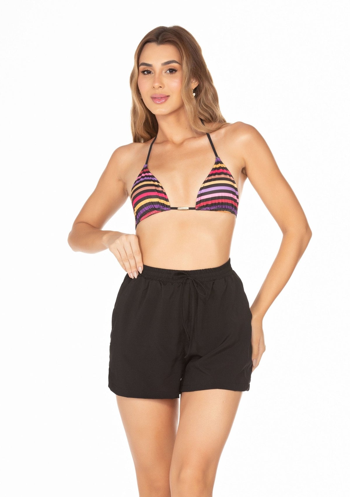 Shorts Com Cós de Elástico Preto