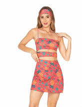 Vestido de Alcinha Fundo Vermelho e Abacaxi