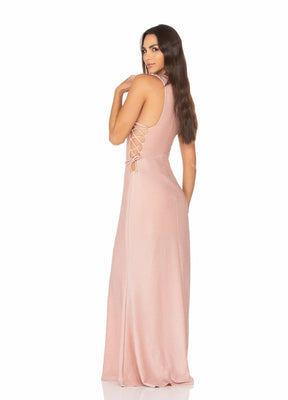 Vestido Longo Com Amarração Lateral – Lurex Rosê